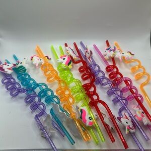 Unicorn party swirl rainbow straws lot of 15 new